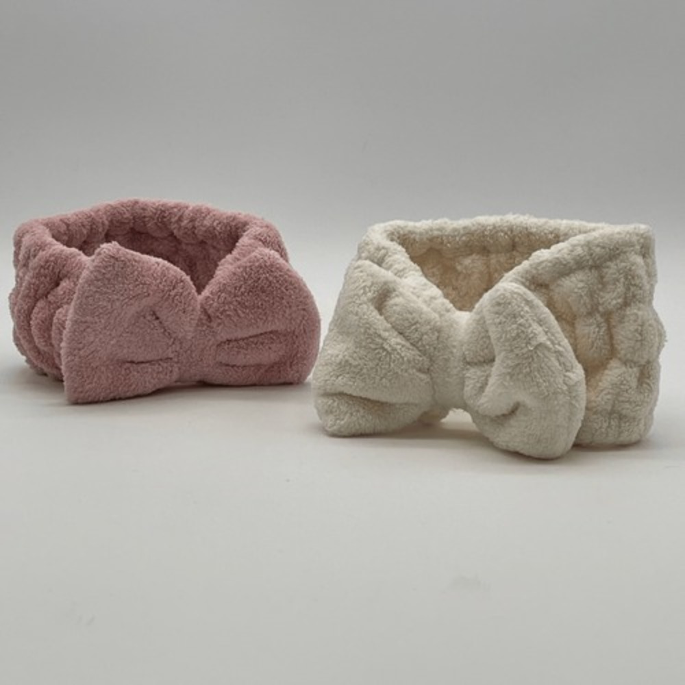 Baby Headbands Chenille Soft Pink White Stretchy Elastic Bowknot 2 Pieces‎ NWOT - Picture 2 of 10
